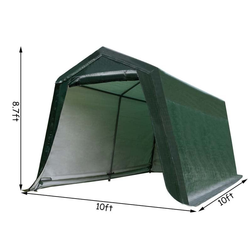 Dark Green Canopy Tent Outdoor Storage 10x10 Portable Garage - Image 4
