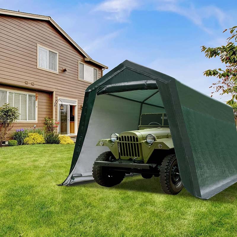Dark Green Canopy Tent Outdoor Storage 10x10 Portable Garage - Image 5