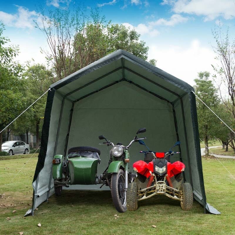 Dark Green Canopy Tent Outdoor Storage 10x10 Portable Garage - Image 6