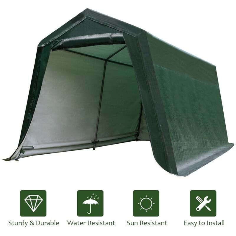Dark Green Canopy Tent Outdoor Storage 10x10 Portable Garage - Image 7
