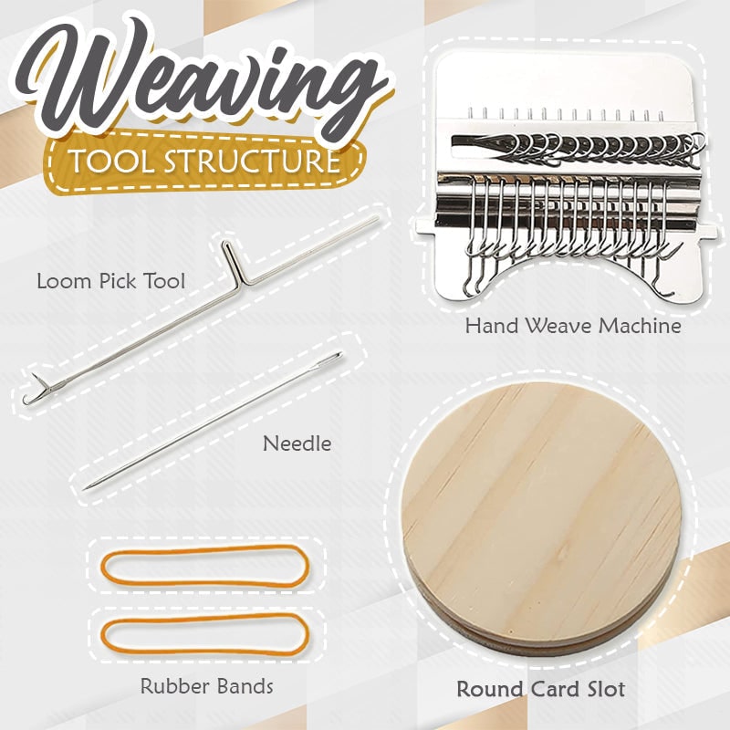 Darning Loom Mini Loom Wooden Metal Handheld Weaving Tool - Image 5