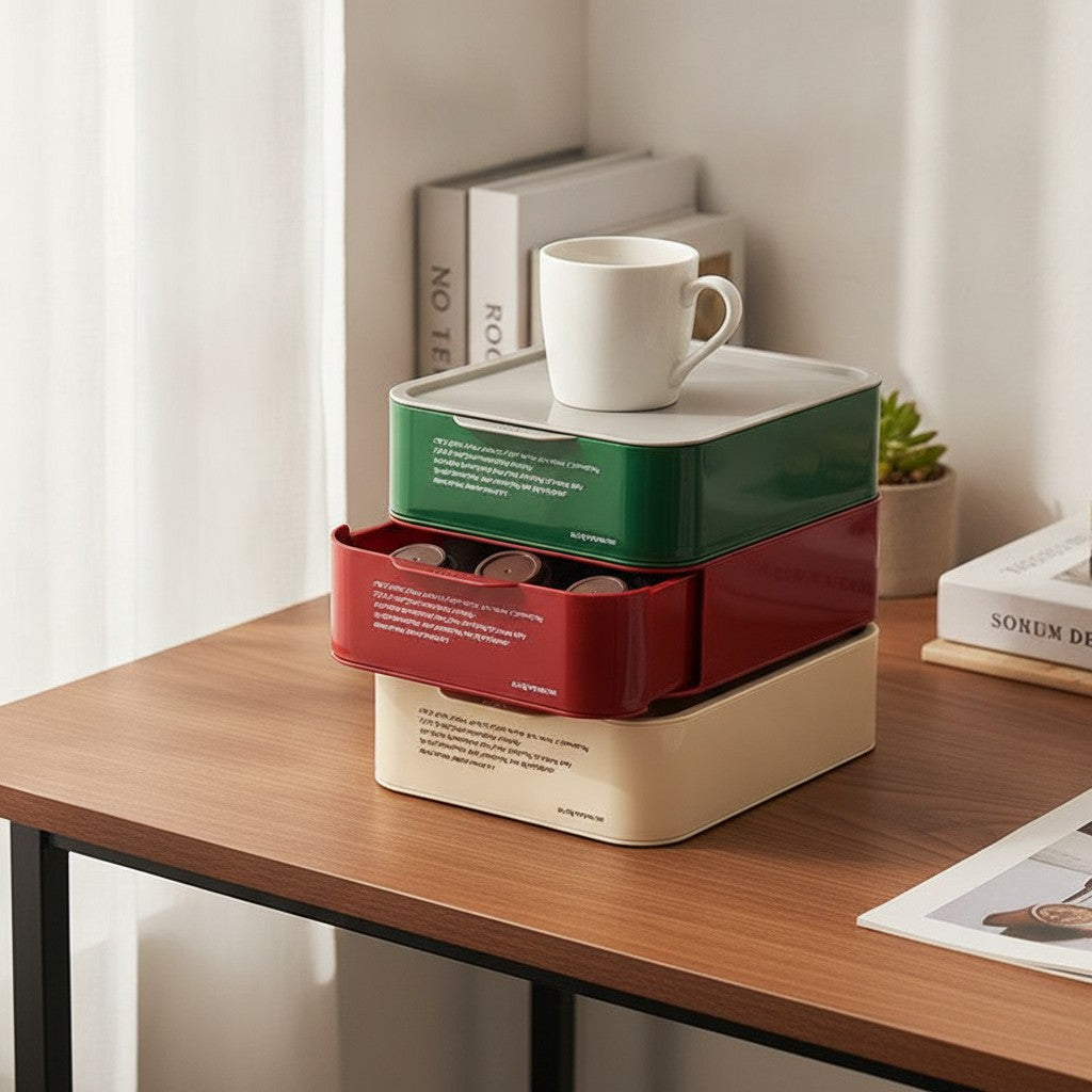 desktop drawer organizer in use, lifestyle scene