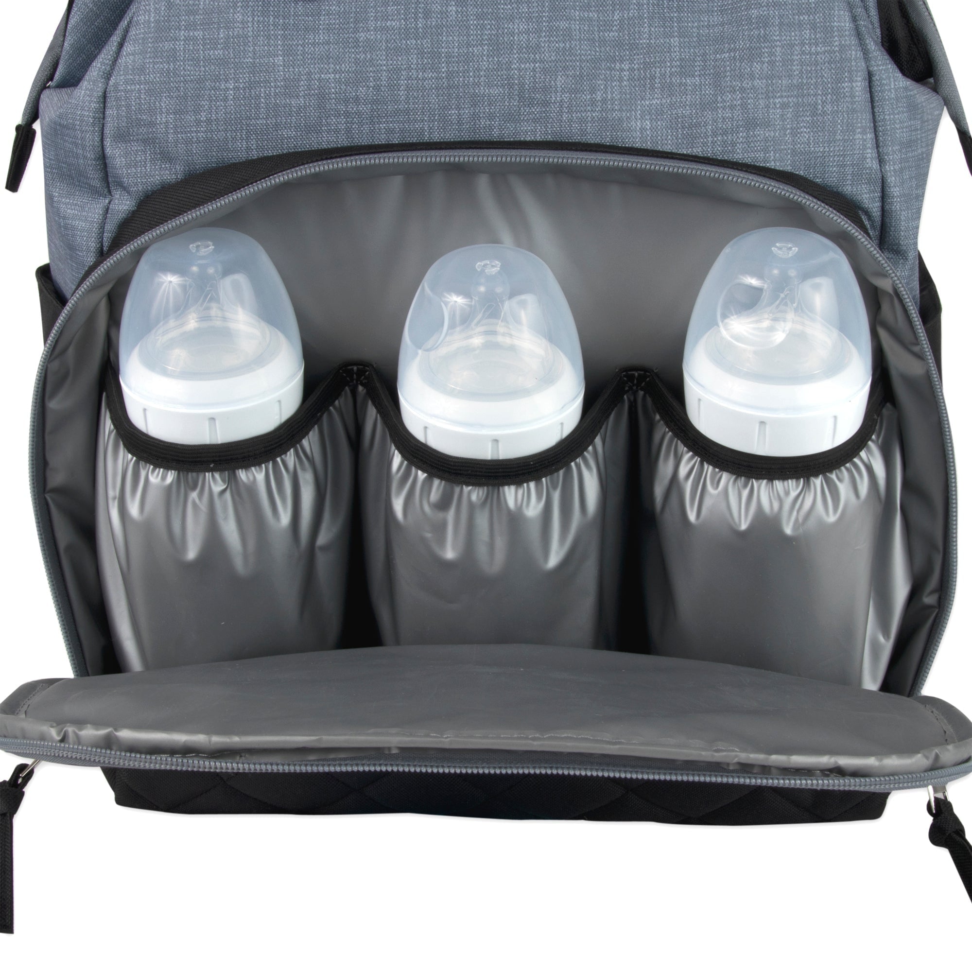 Diaper Bag Backpack Baby Essentials Changing Pad Quilted Grey Black - Image 10