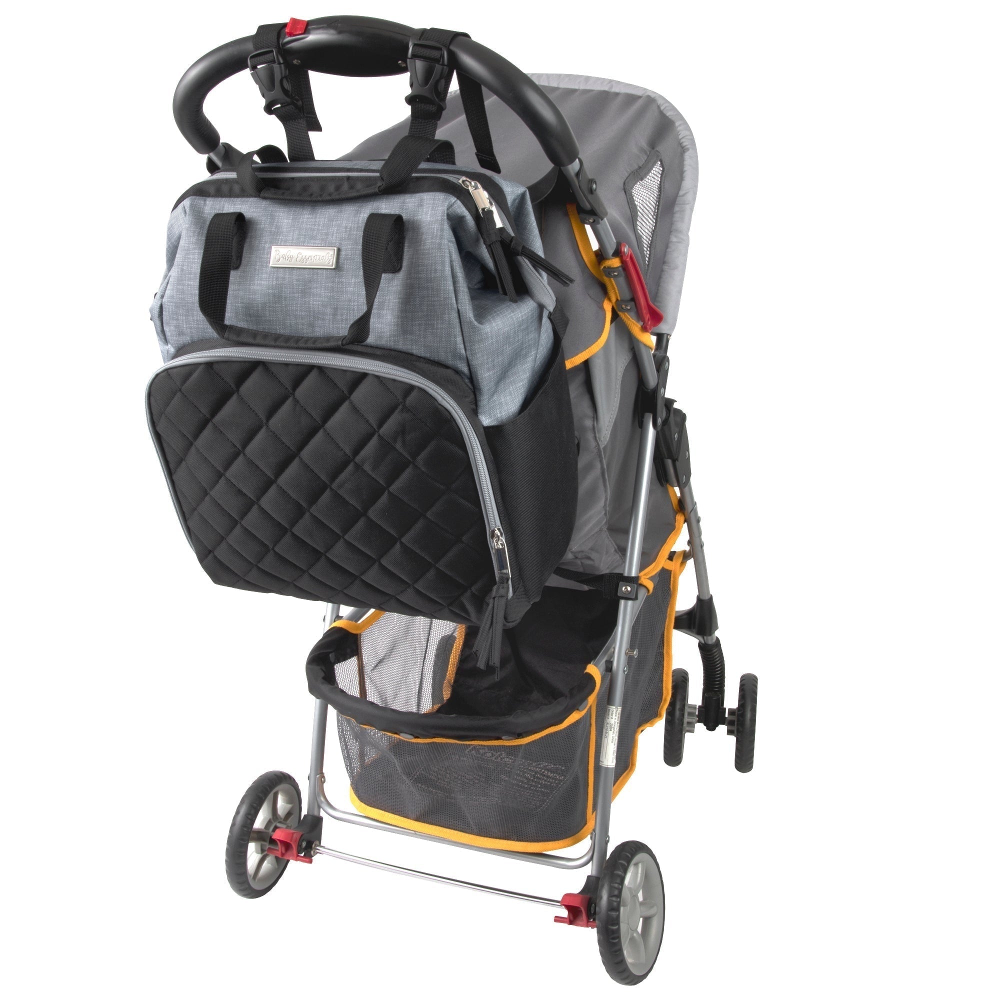Diaper Bag Backpack Baby Essentials Changing Pad Quilted Grey Black - Image 5
