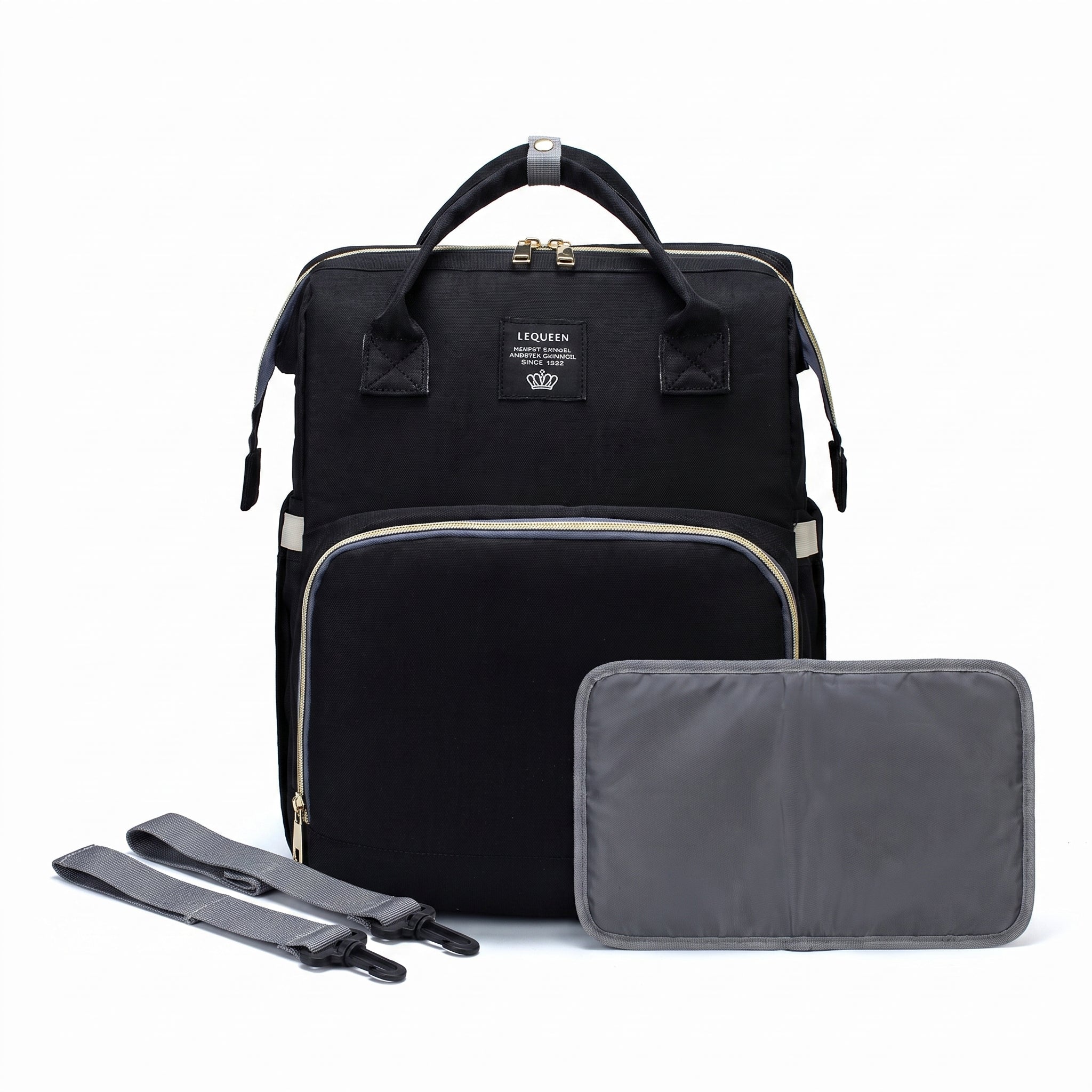 Convertible Diaper Bag Backpack Heathered Grey, Pink, Or Black - Image 32