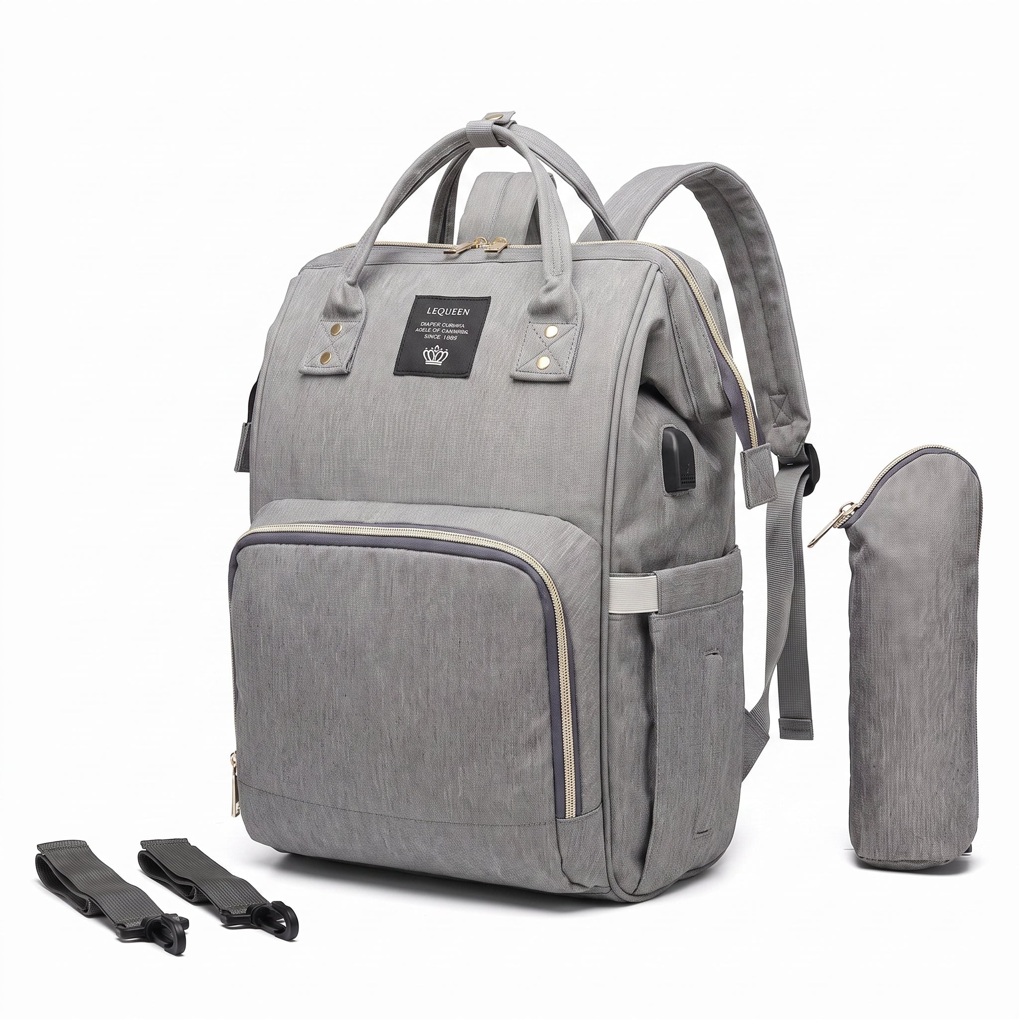 Convertible Diaper Bag Backpack Heathered Grey, Pink, Or Black - Image 35