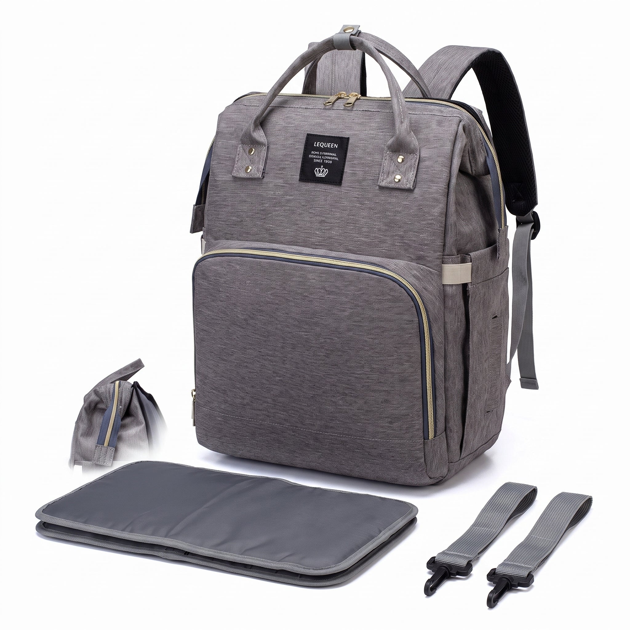 Convertible Diaper Bag Backpack Heathered Grey, Pink, Or Black - Image 36