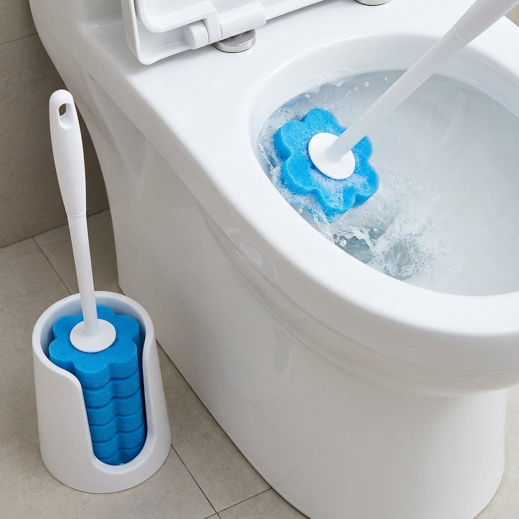 Toilet Cleaning Disposable Toilet Brush Holder Push Button Design - Image 5