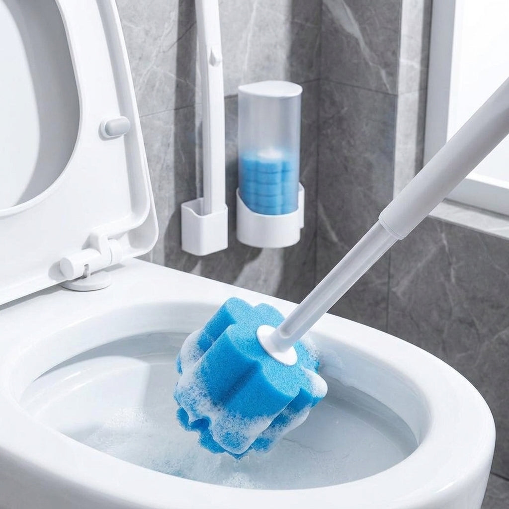 Toilet Cleaning Disposable Toilet Brush Holder Push Button Design - Image 10