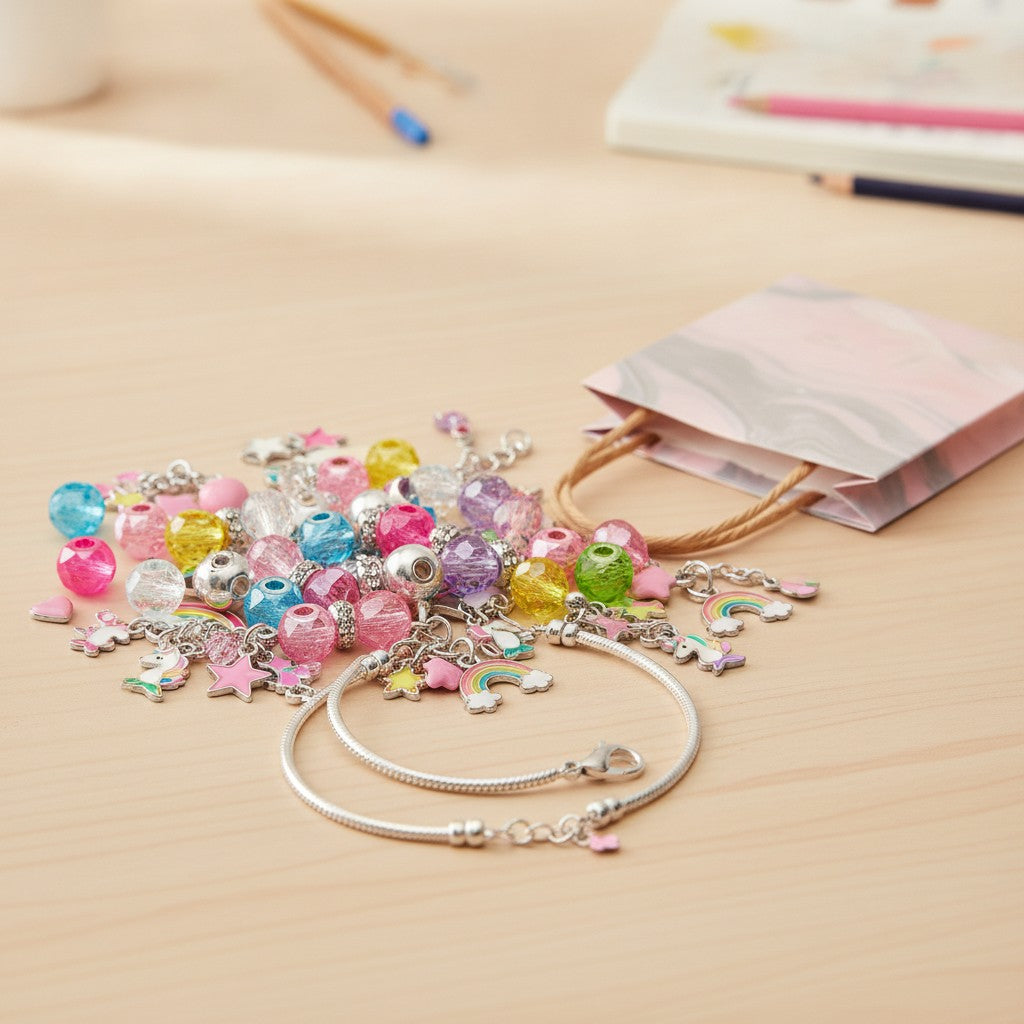 crystal bracelet making kit in use, lifestyle scene