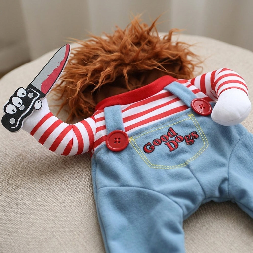Halloween Costume Dog Funny Cosplay Costume Wig Prop Knife - detail
