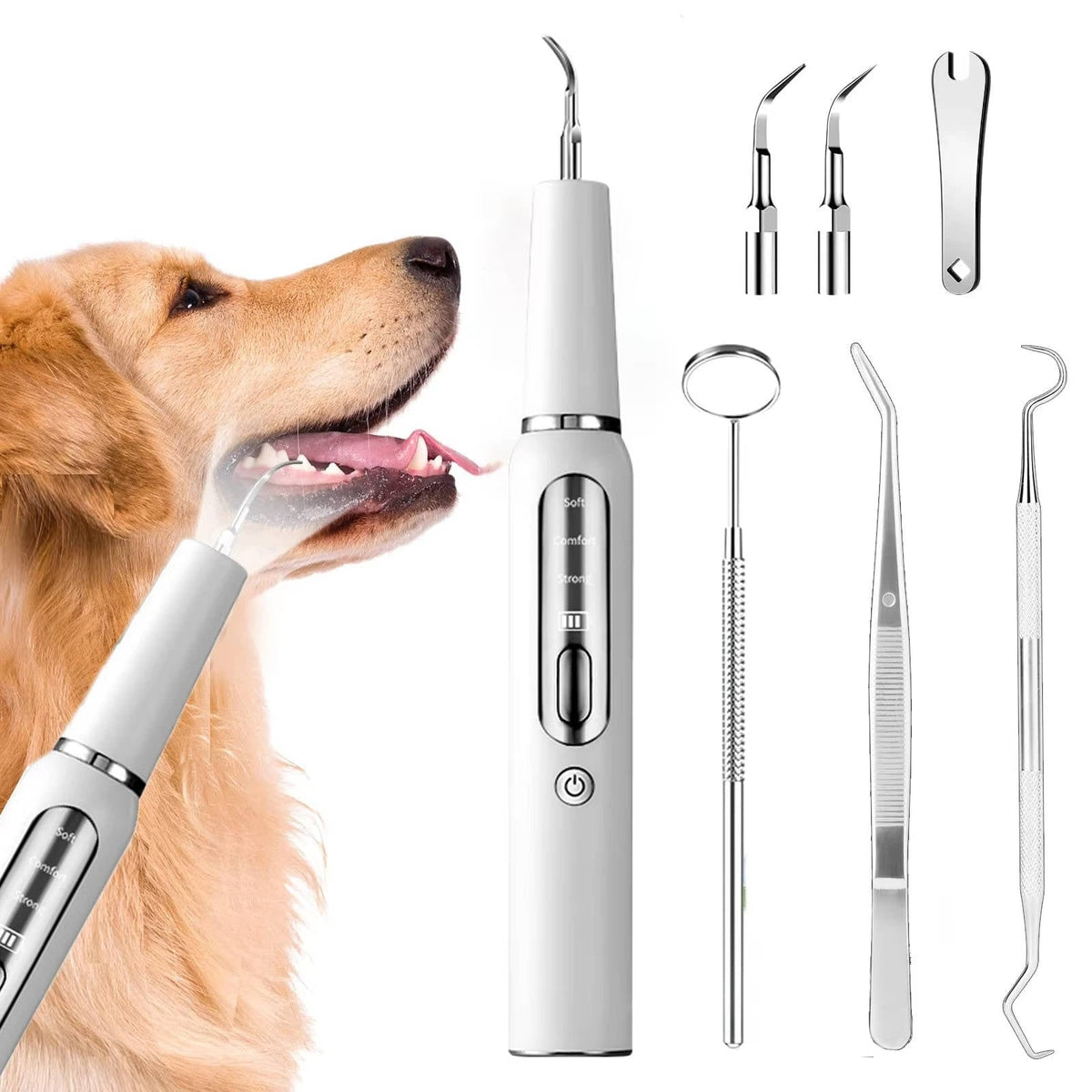 Dog Dental Cleaner With Ultrasonic Vibrations Built-In Light And 10-Minute Auto Shutoff - Image 1