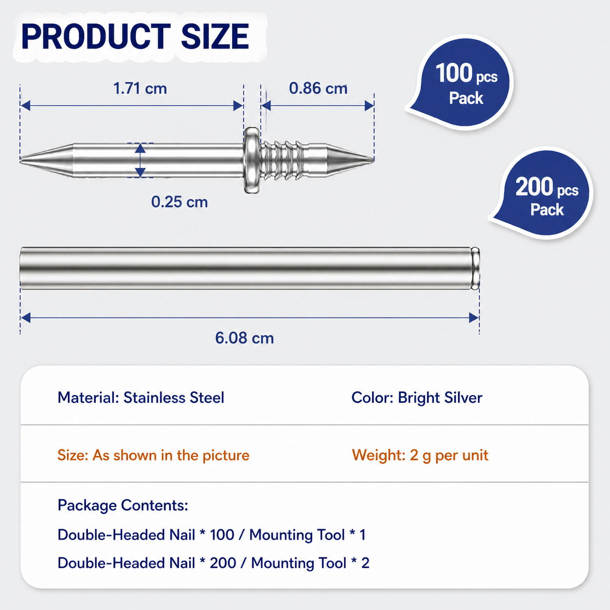 Double Head Nails Carbon Steel Nails Durable Strong Fasteners 100 Pack - Image 6