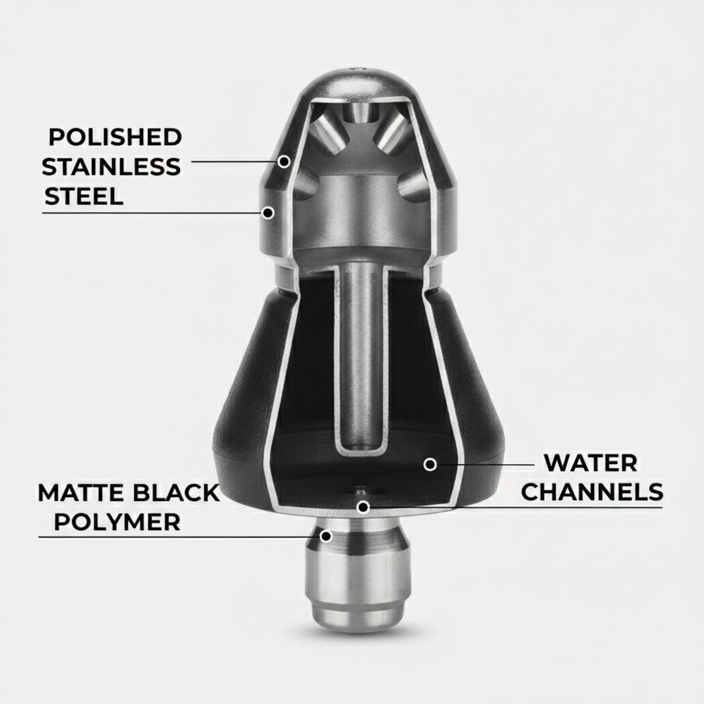drain jet nozzle close-up construction and materials