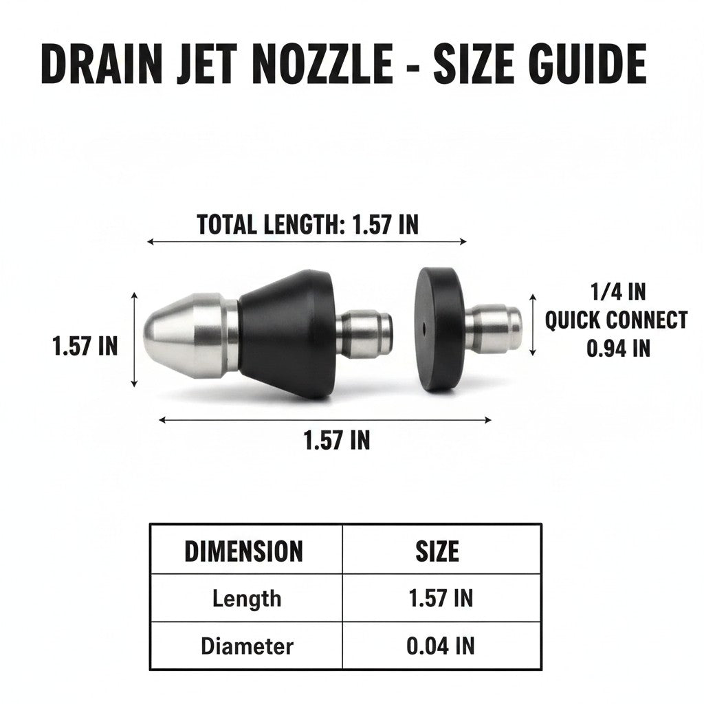 drain jet nozzle dimensions and size guide