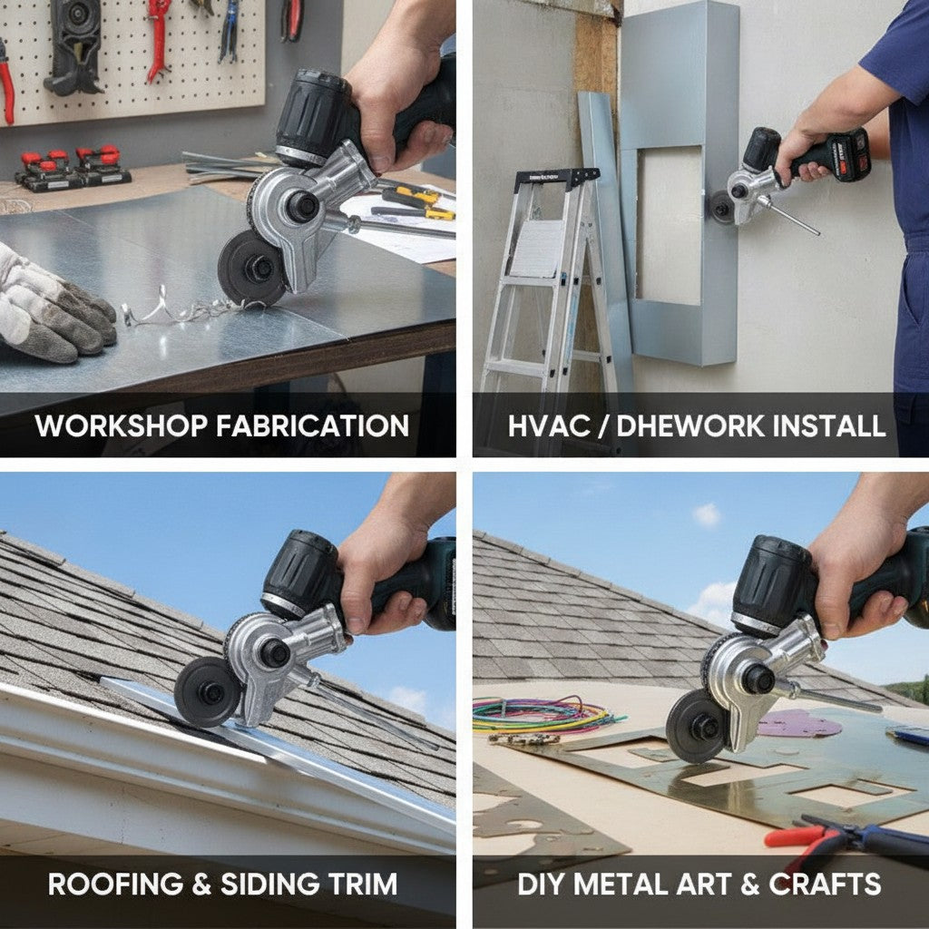 Electric Drill Nibbler Cutter Attachment, Metal Sheet Cutter Tool Head for Cordless Drills, DIY Fabrication benefits