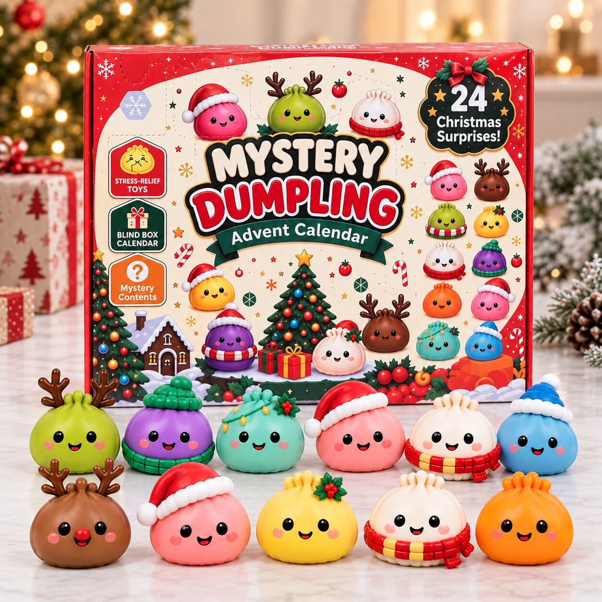Dumplings Christmas Advent Calendar With 24 Squishy Fidget Toys - Image 1