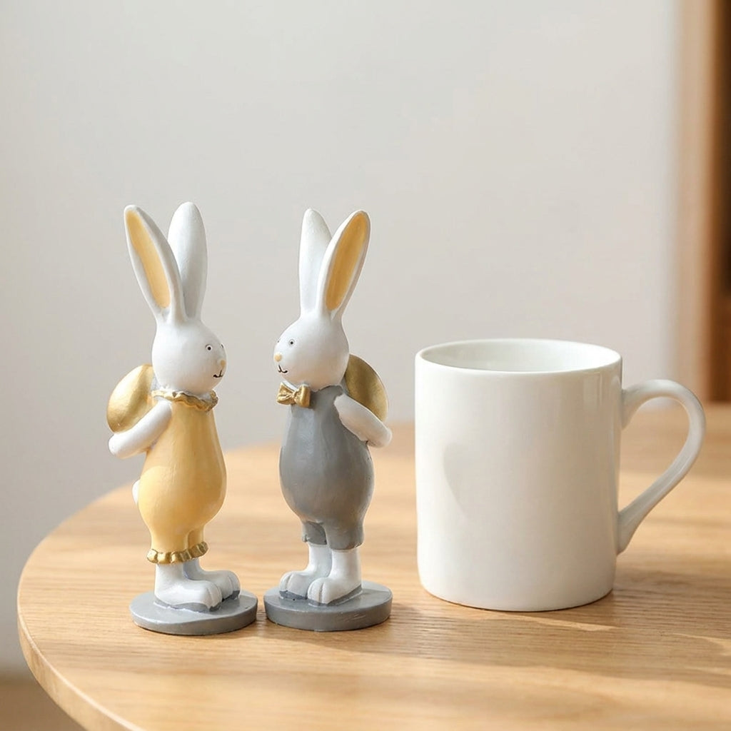 Easter Bunny Figurines Standing Pair Easter Decor Holiday Decorations - scale