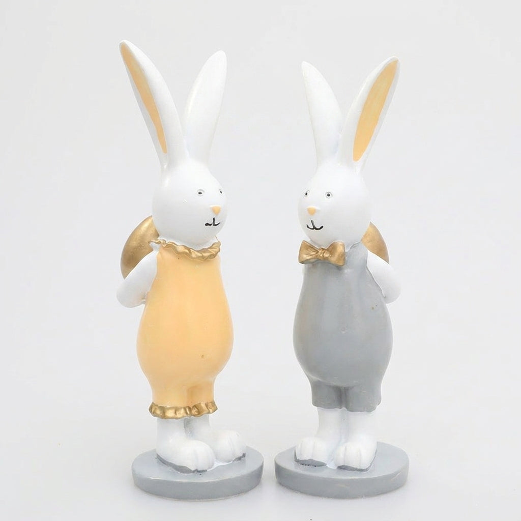 Easter Bunny Figurines Standing Pair Easter Decor Holiday Decorations - studio