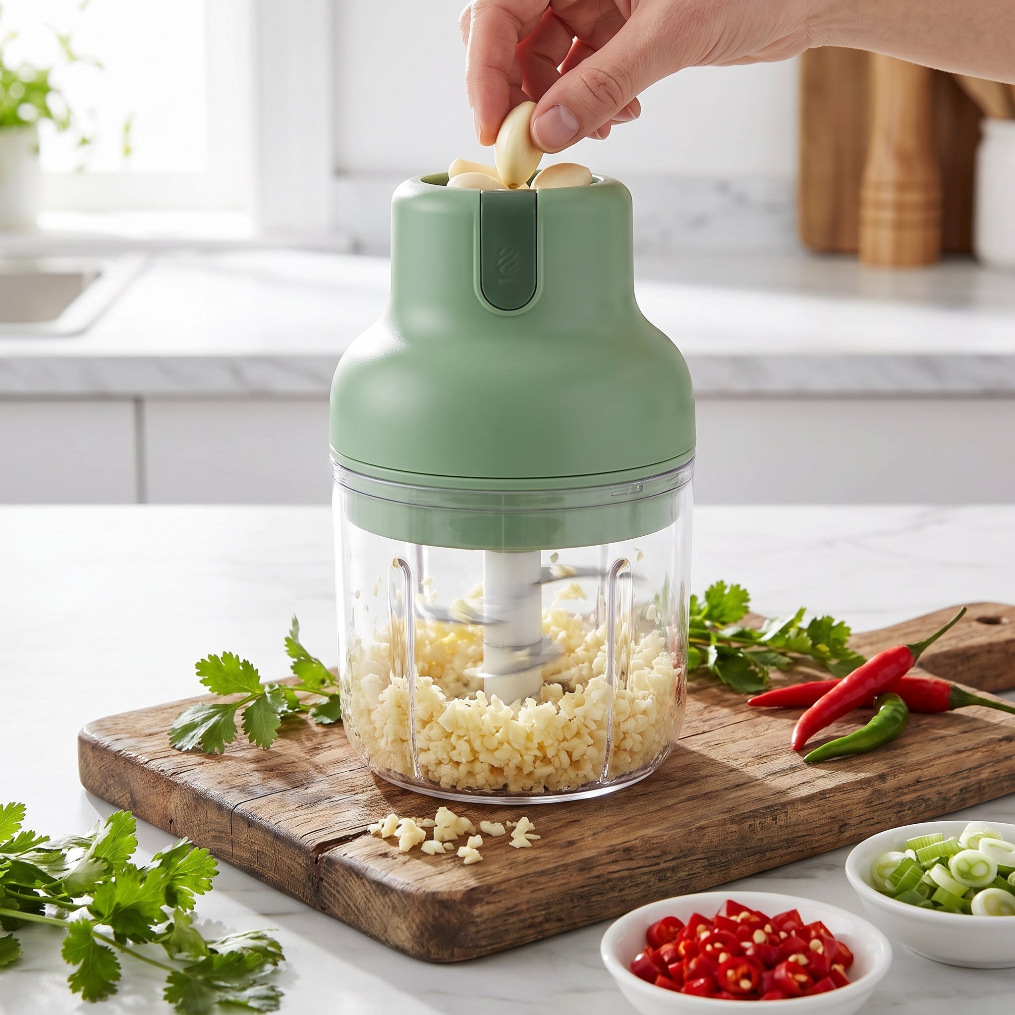 Electric Food Chopper Mini Processor Portable Garlic - hero
