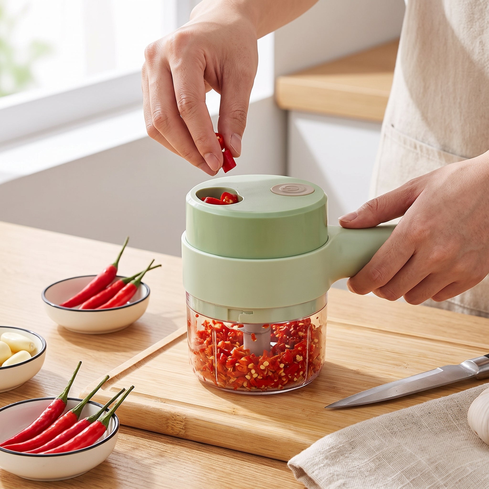 Electric Food Chopper Mini Processor Portable Garlic - in-use