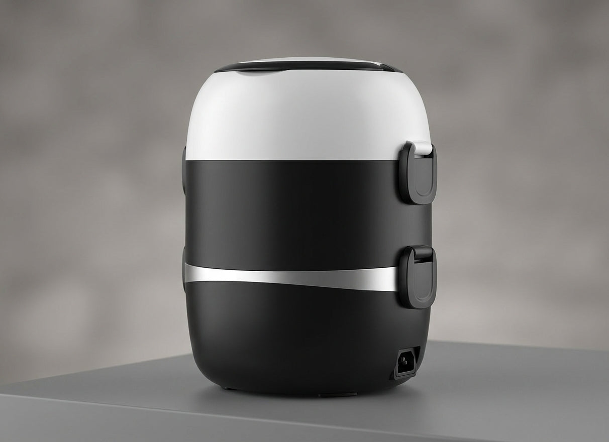 Lunch Box Electric Food Warmer Portable Electric Cooker Black White - angle