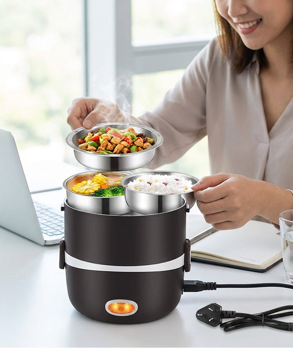 Heated Lunch Box Electric Lunch Box Electric Food Warmer Electric Food Steamer - in-use