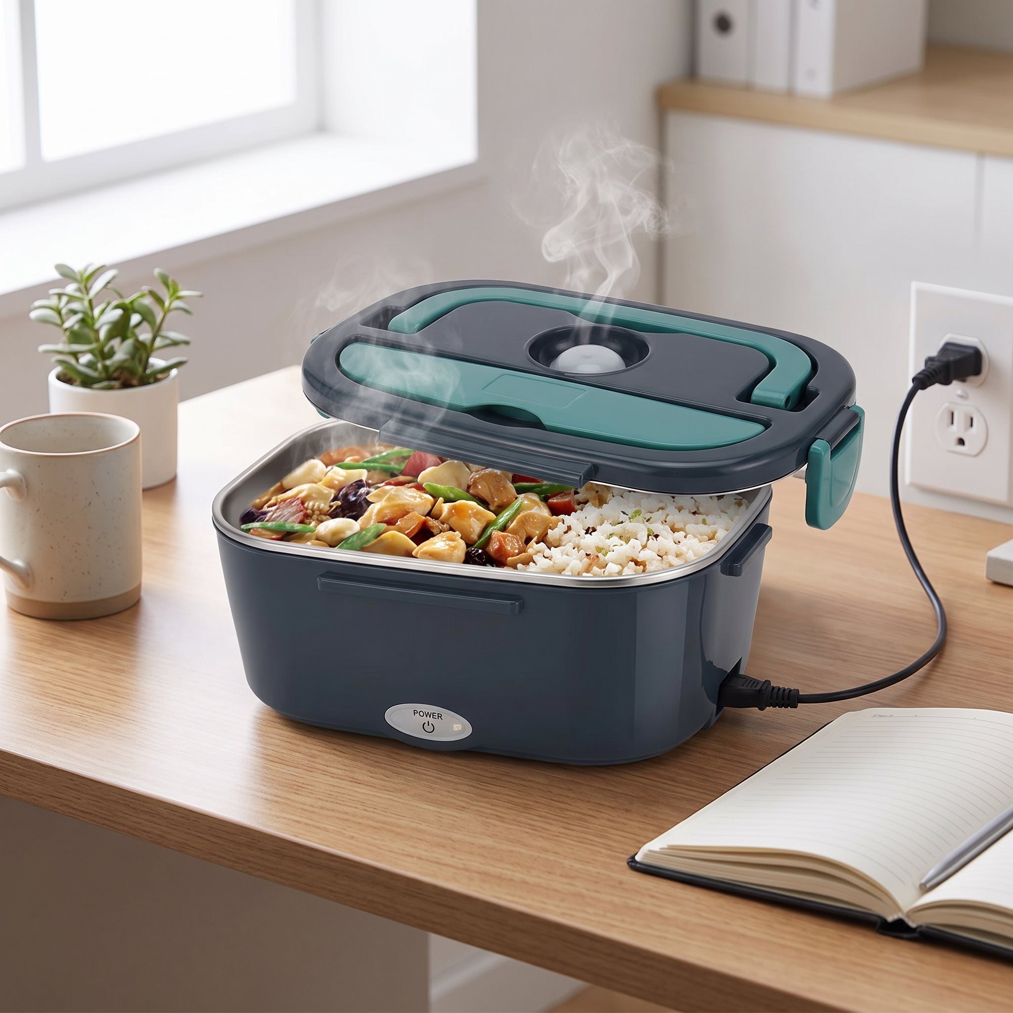 Heated Lunch Box Electric Food Warmer Portable Bento - in-use
