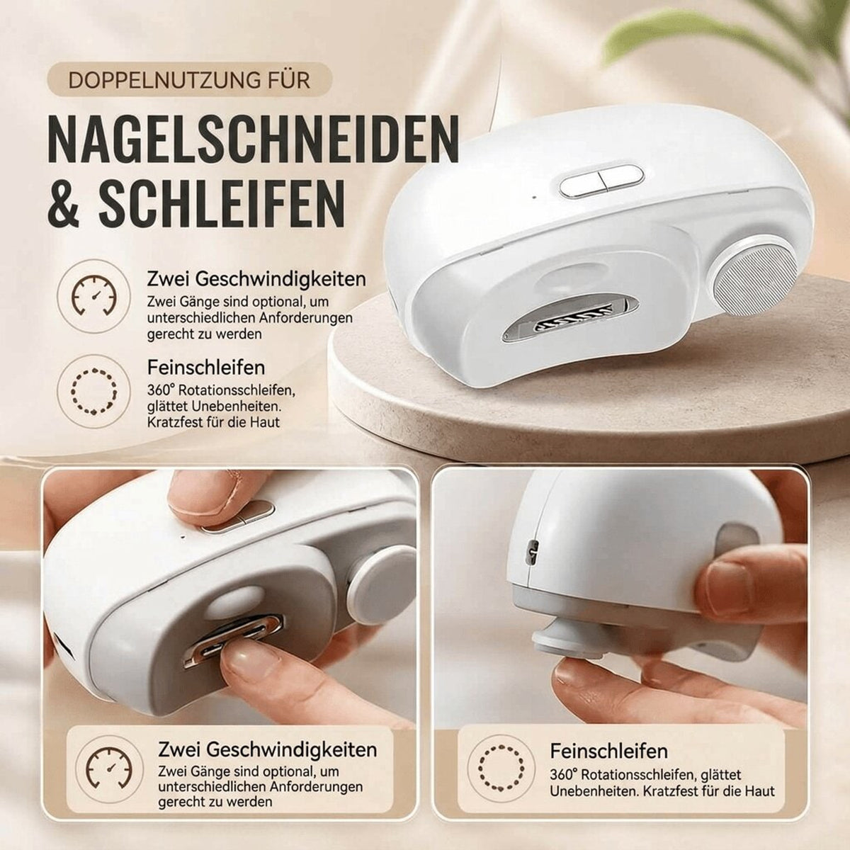 Electric Nail Trimmer Rechargeable With Polisher Compact Portable For Travel - Image 4