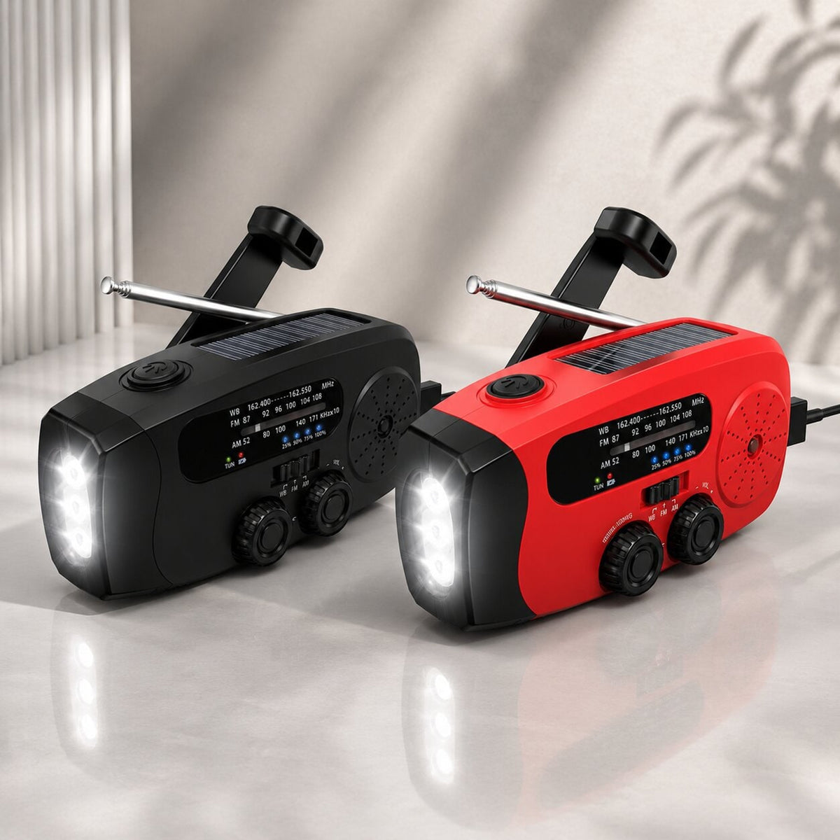 Emergency Radio With Hand Crank Solar Panel Flashlight And Sos Alarm - Image 1