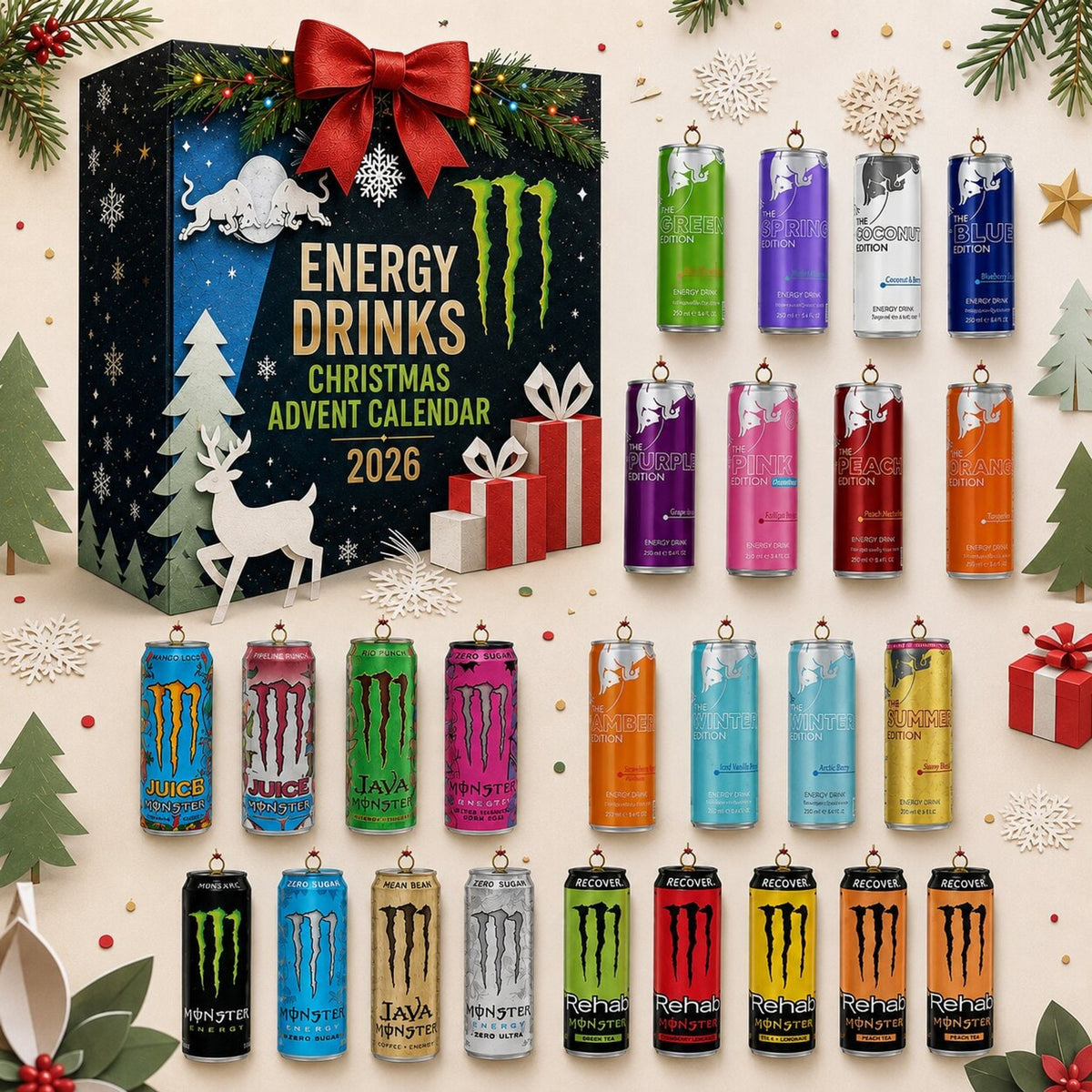 Energy Drink Advent Calendar 24 Days Christmas Gift - Image 1