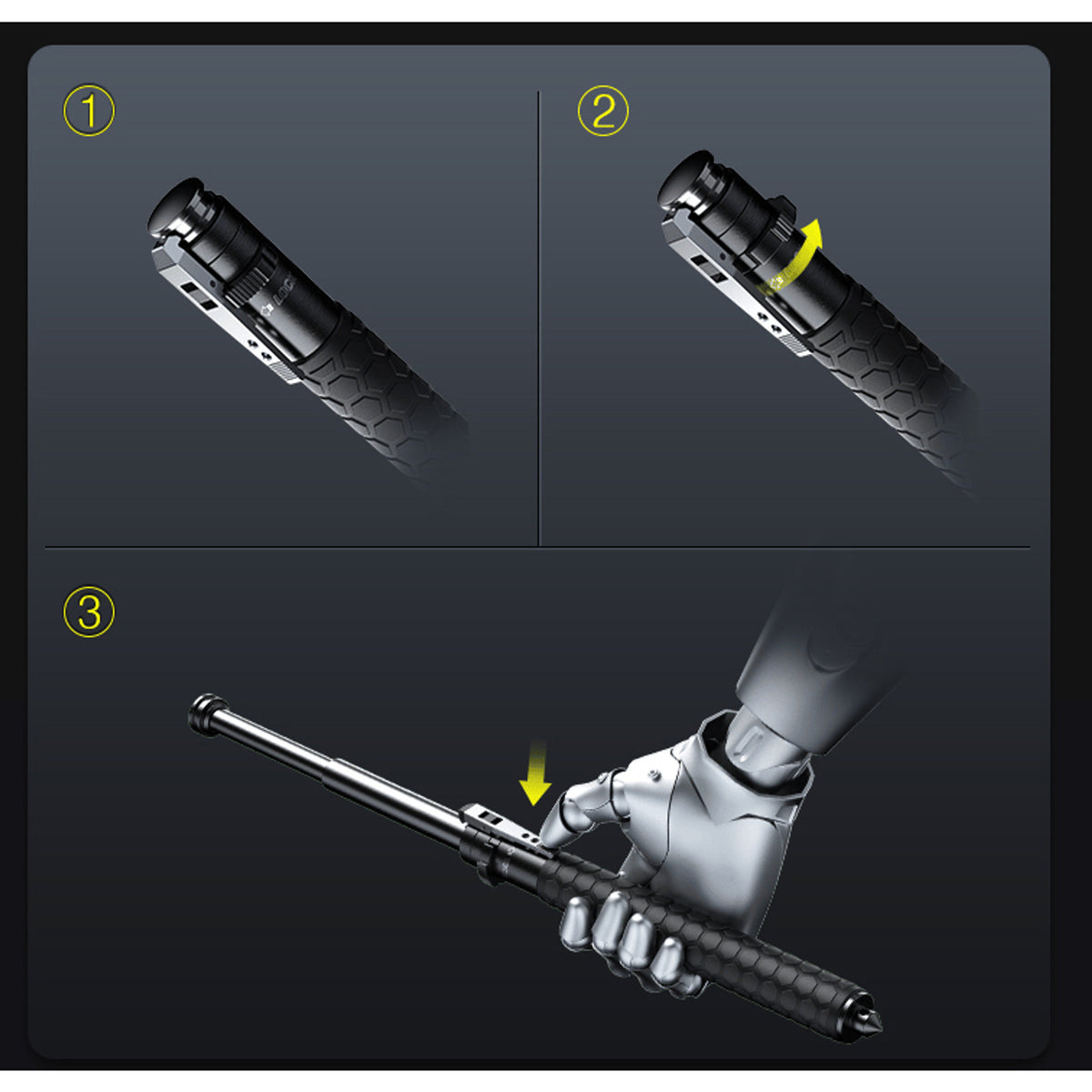 Expandable Baton With Spring-Loaded Deployment Glass Breaker Tip And Non-Slip Grip For Personal Safety - Image 5