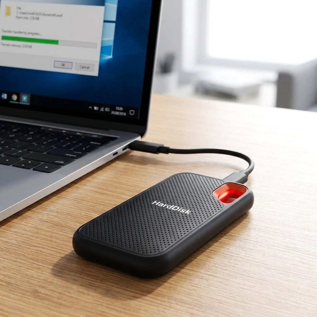 External Hard Drive Portable Storage Device Compact Black Orange - Image 2
