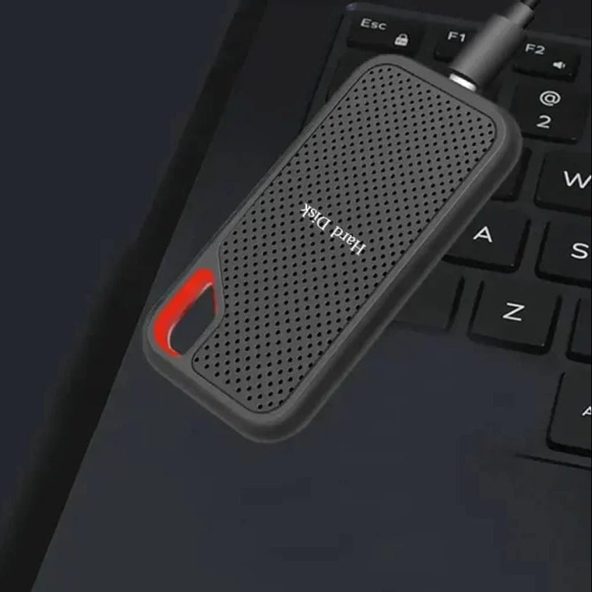 External Hard Drive Portable Storage Device Compact Black Orange - Image 3