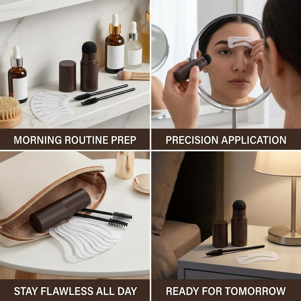eyebrow stamp kit in a daily routine
