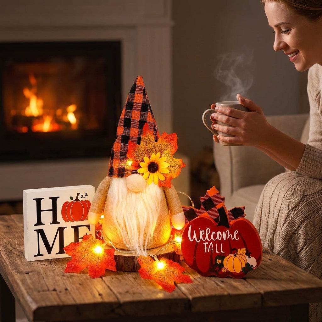 Fall Decorations Thanksgiving Decorations Tray Decorations Gnome Signs - in-use