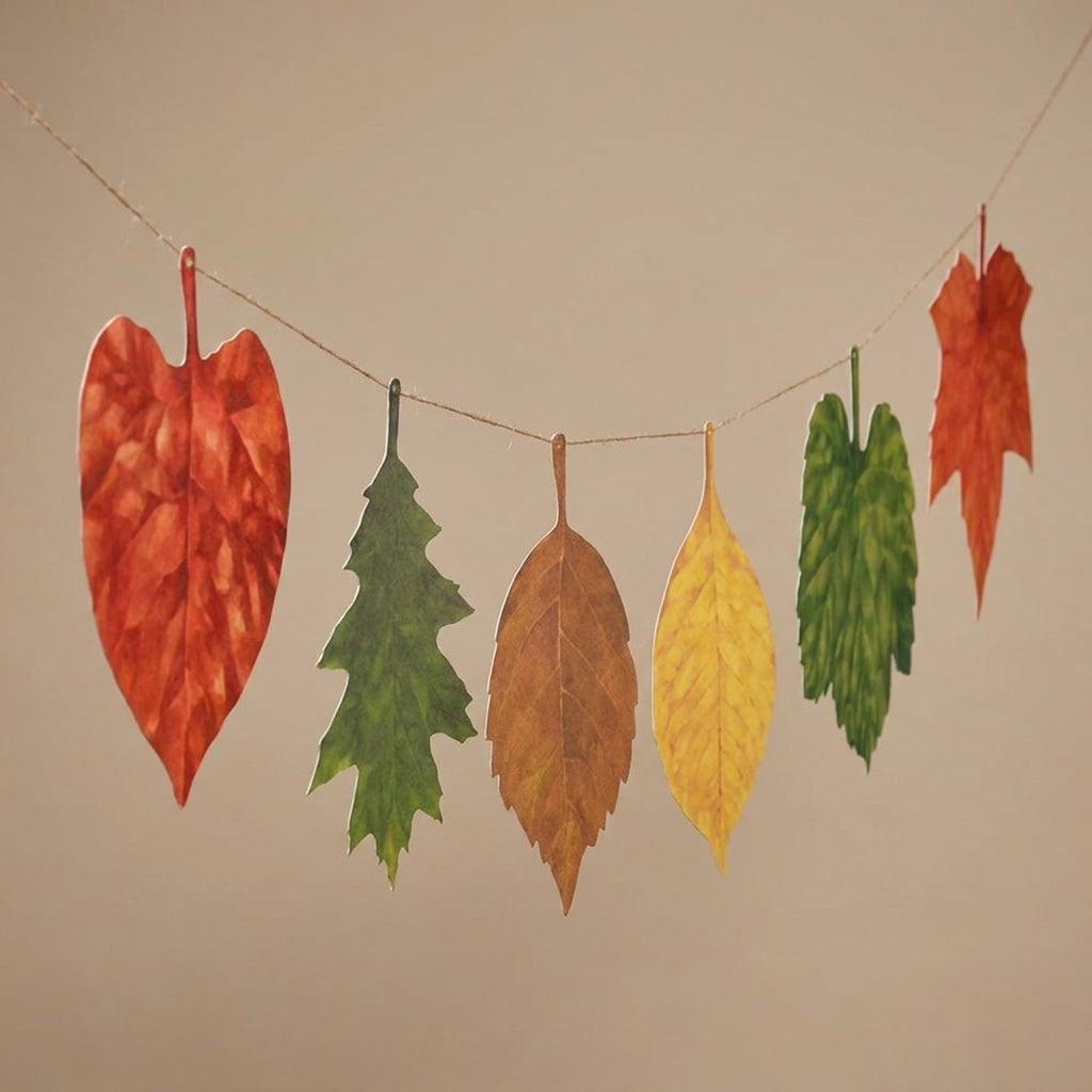 Fall Decor Home Decorations Assorted Leaves Garland Banner - angle