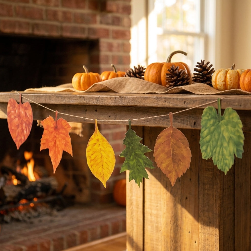 Fall Decor Home Decorations Assorted Leaves Garland Banner - hero
