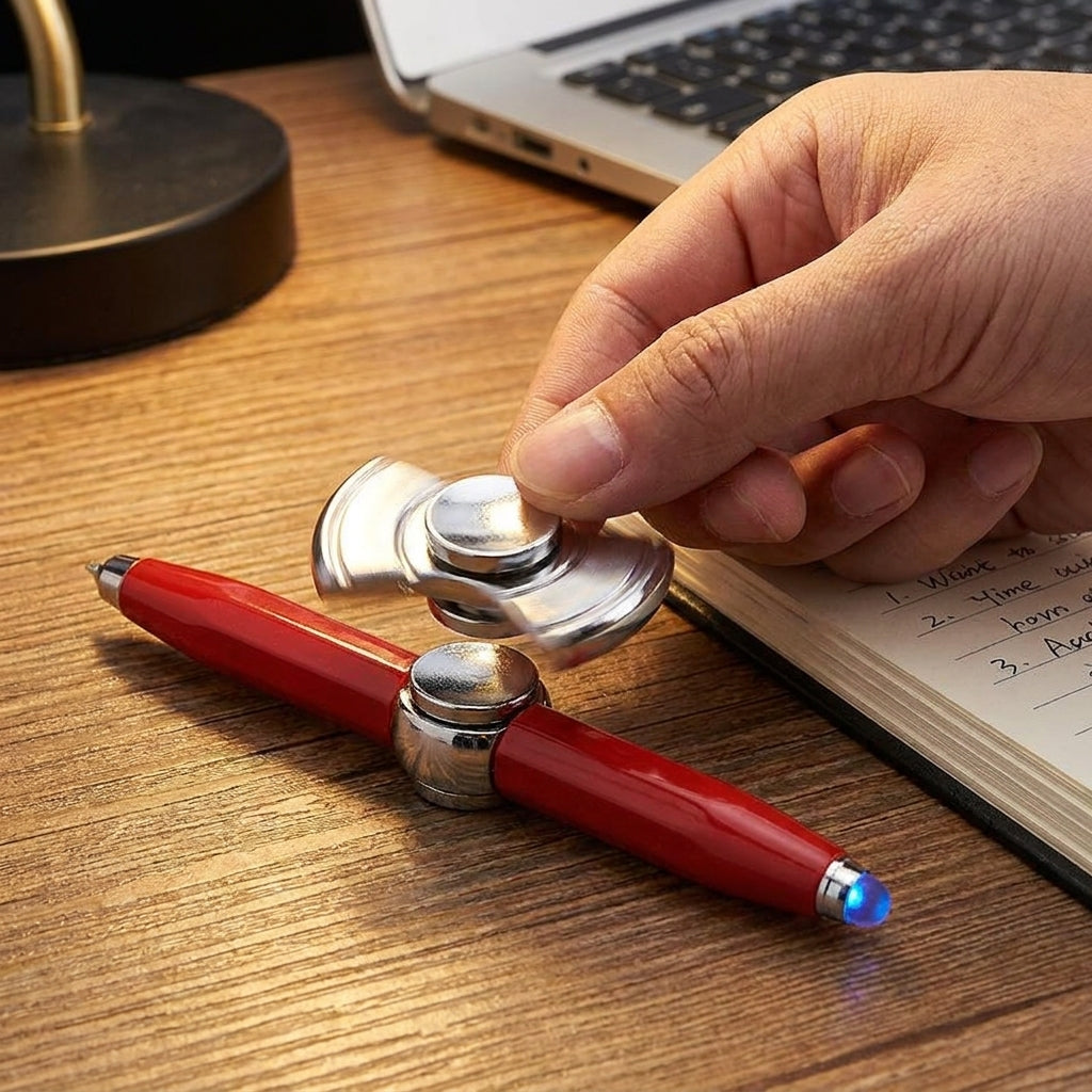 Office Supplies Ballpoint Pen Fidget Pen Metal Multi Function Stylus - in-use