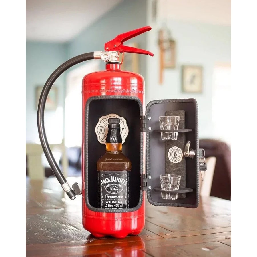 Fire Extinguisher Mini Bar Hidden Bar Novelty Design Red Black Accents - Image 5