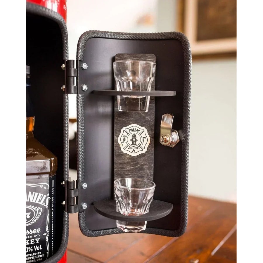 Fire Extinguisher Mini Bar Hidden Bar Novelty Design Red Black Accents - Image 6