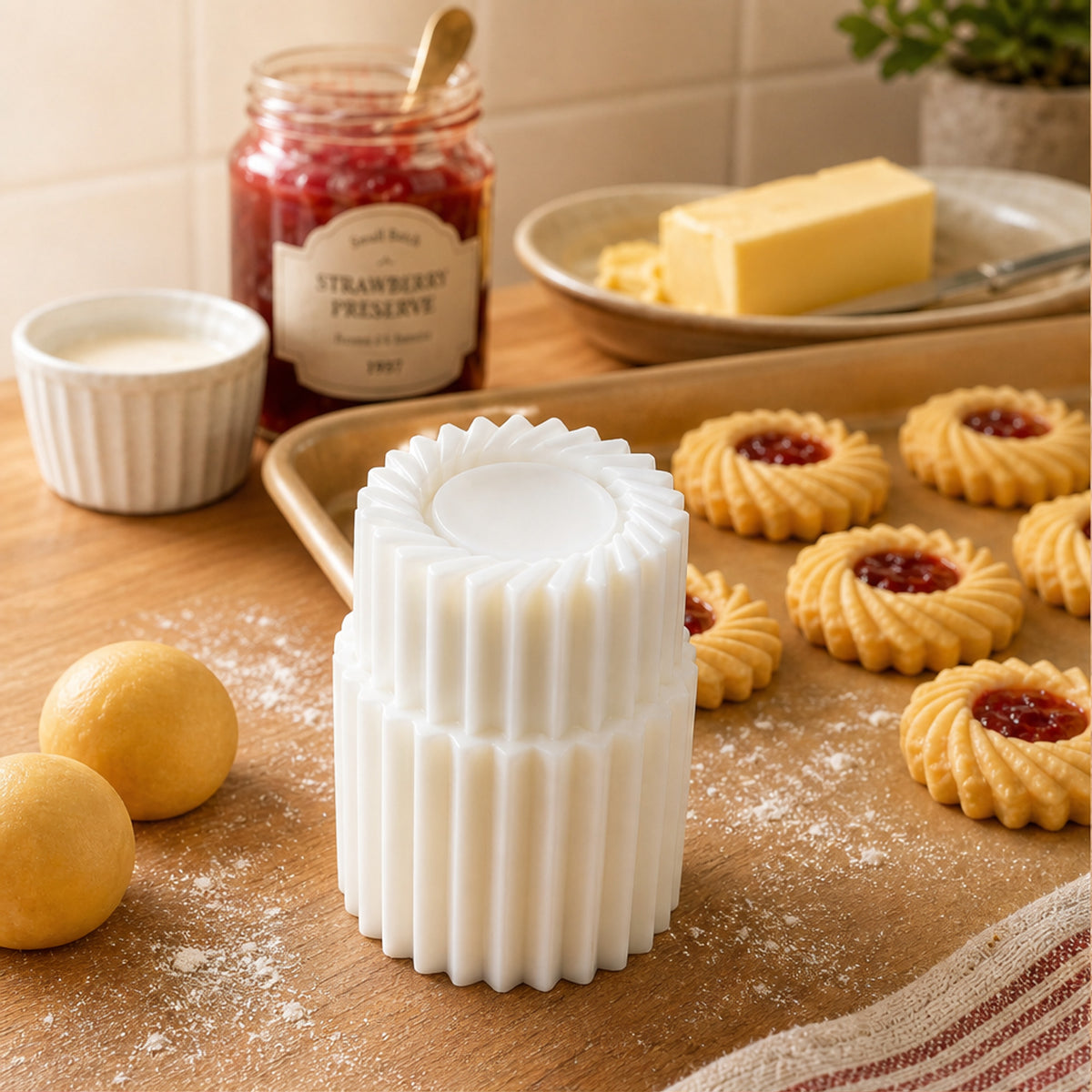 Fluted Jam Cookie Mould For Bakery-Style Filled Cookies With Simple Press - Image 3
