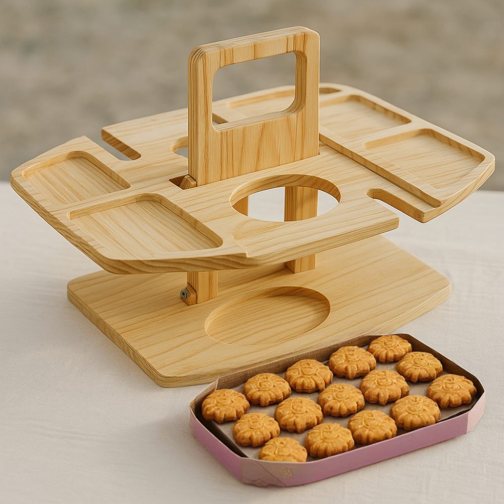 Foldable Picnic Table Outdoor Wooden Wine Bottle Holder Collapsible - Image 7