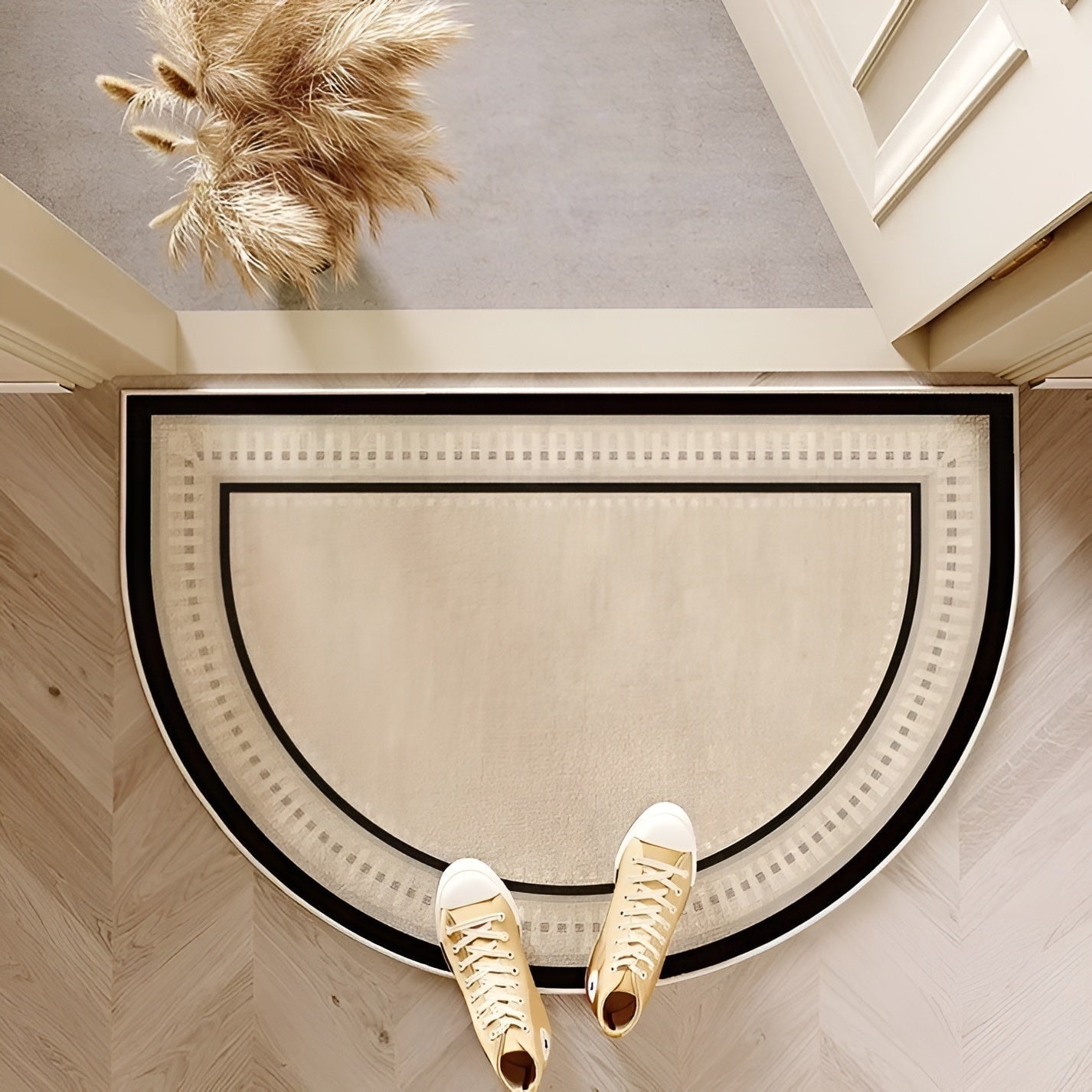 Front Door Mat Welcome Mat Door Mat Semicircle Non-Slip Geometric - Image 2
