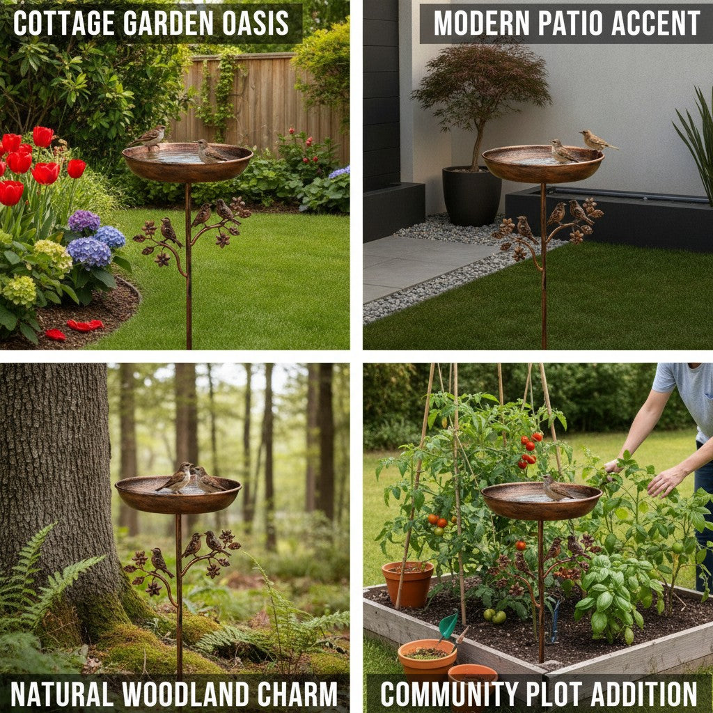 Garden Bird Bath Bowl with Stake, Decorative Standing Water Dish benefits
