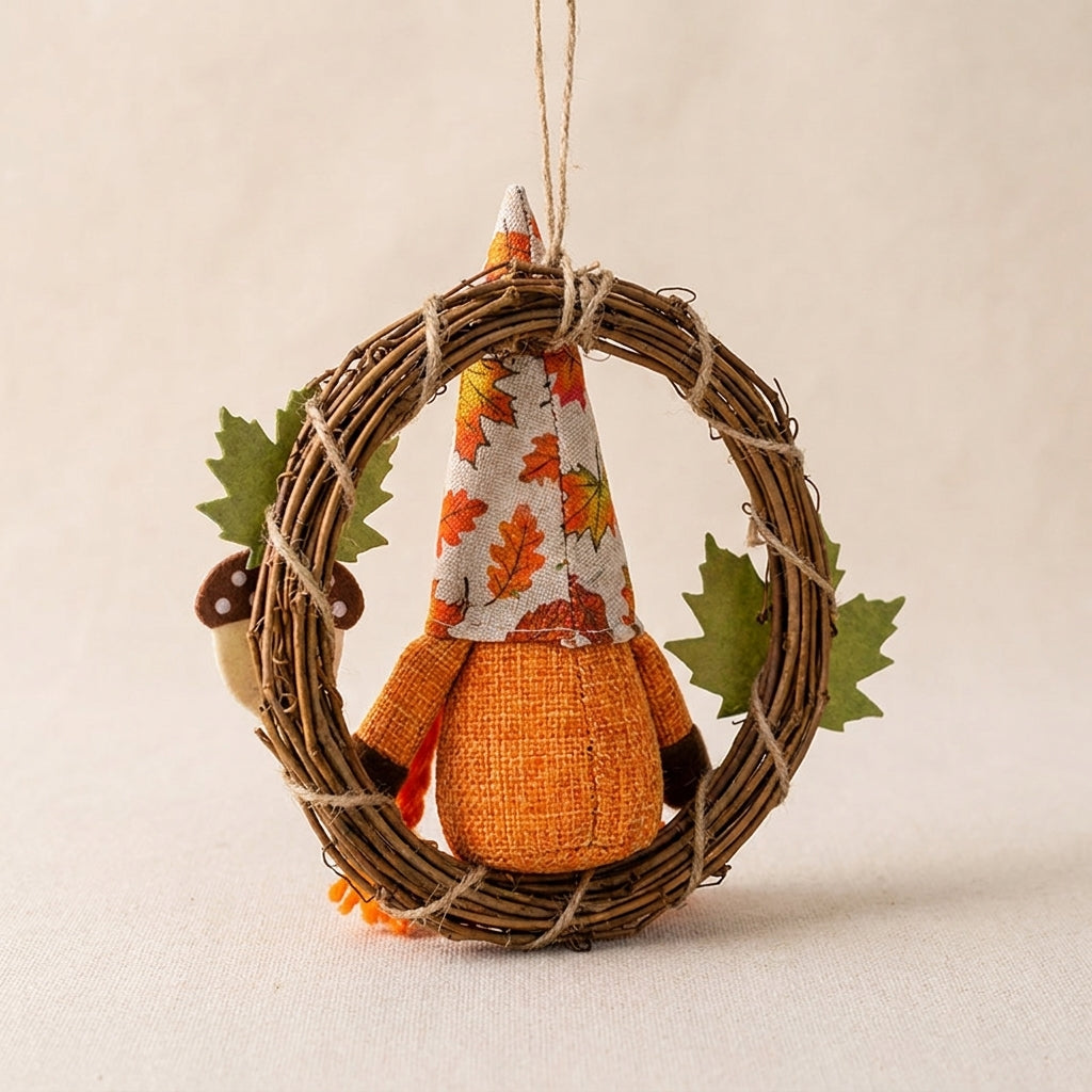 Thanksgiving Decorations Fall Gnome Wreath Autumn Twig Decor - angle