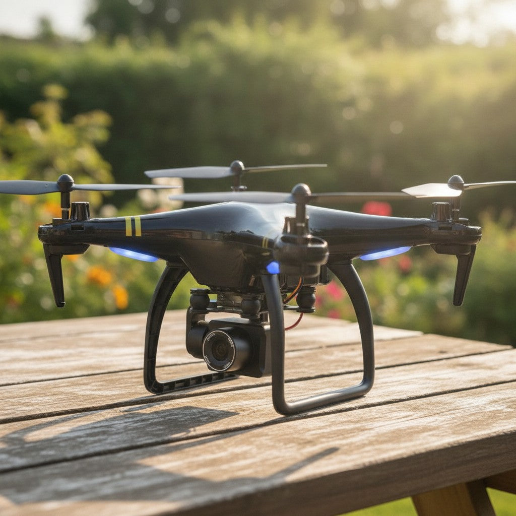 gps camera drone in use, lifestyle scene