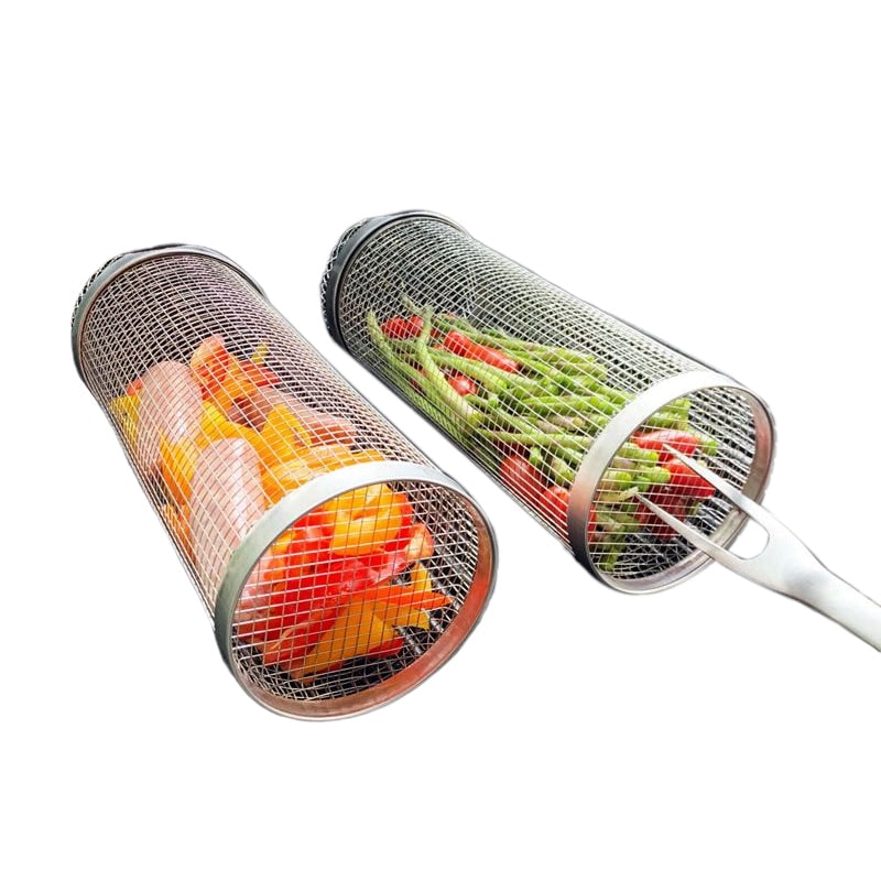 Grill Basket for Vegetables Stainless Steel Grilling Mesh Cylinder - Image 12