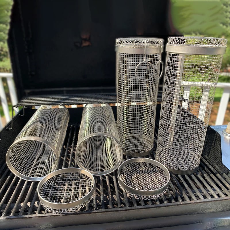 Grill Basket for Vegetables Stainless Steel Grilling Mesh Cylinder - Image 6
