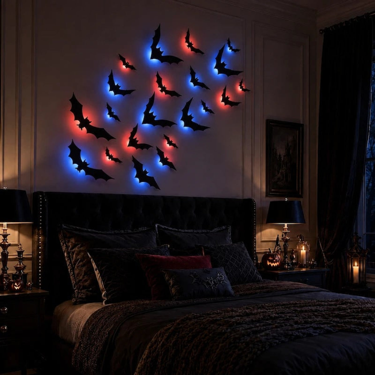 Halloween 3D Bat Swarm Wall Decor With Foldable Wings - Image 8